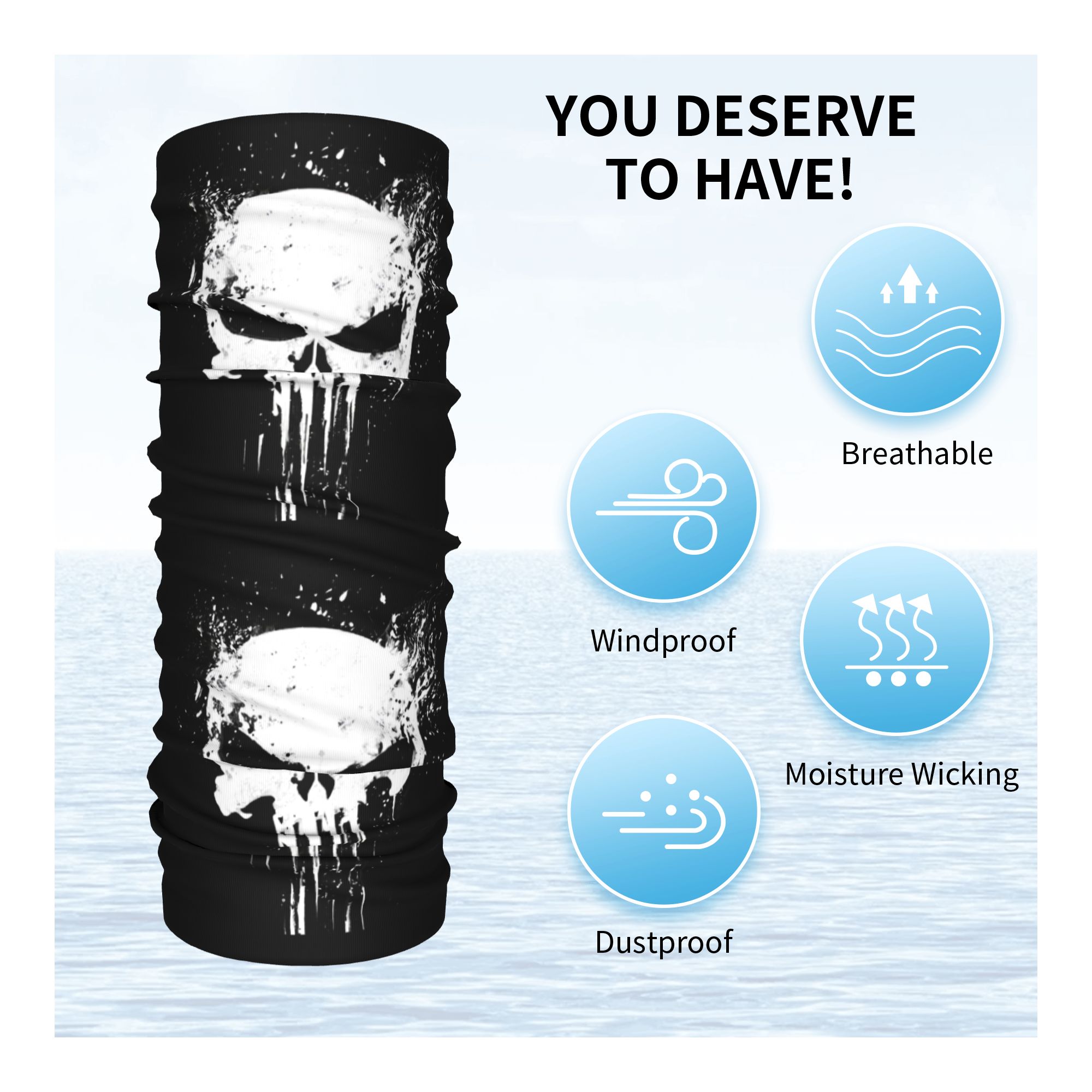 Custom Skeleton Skull Bandana  - Neck Gaiter Fleece 리뷰 및 가격