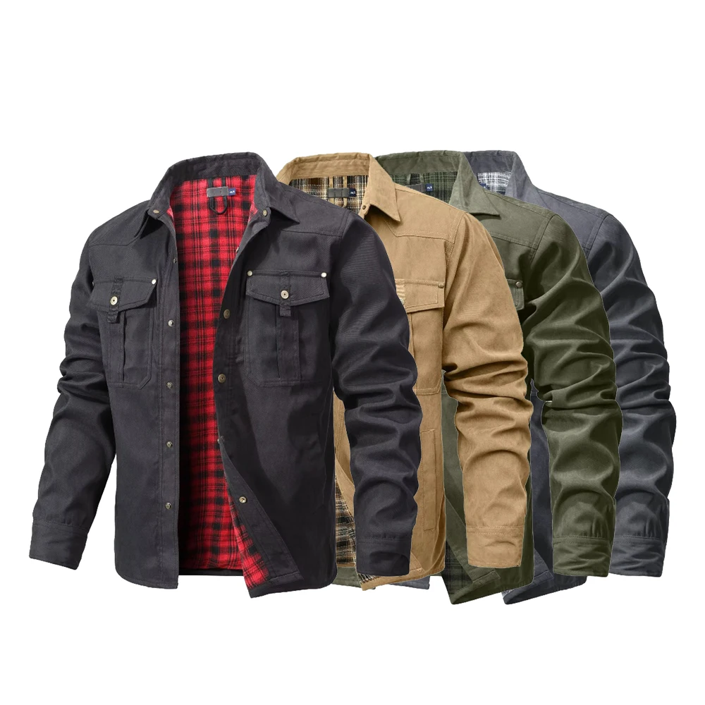 Men's Jackets Spring Flannel L - Flannel Shirt Lined 리뷰 및 가격