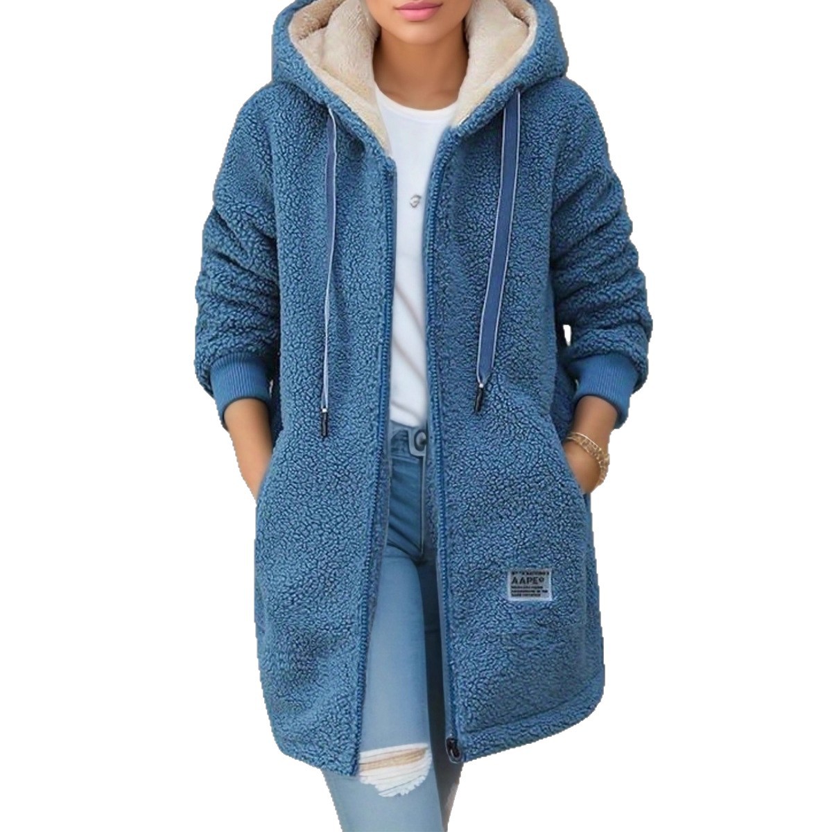Thick Fleece Mid Length Jacket - Sherpa Hoodie Fleece 리뷰 및 가격