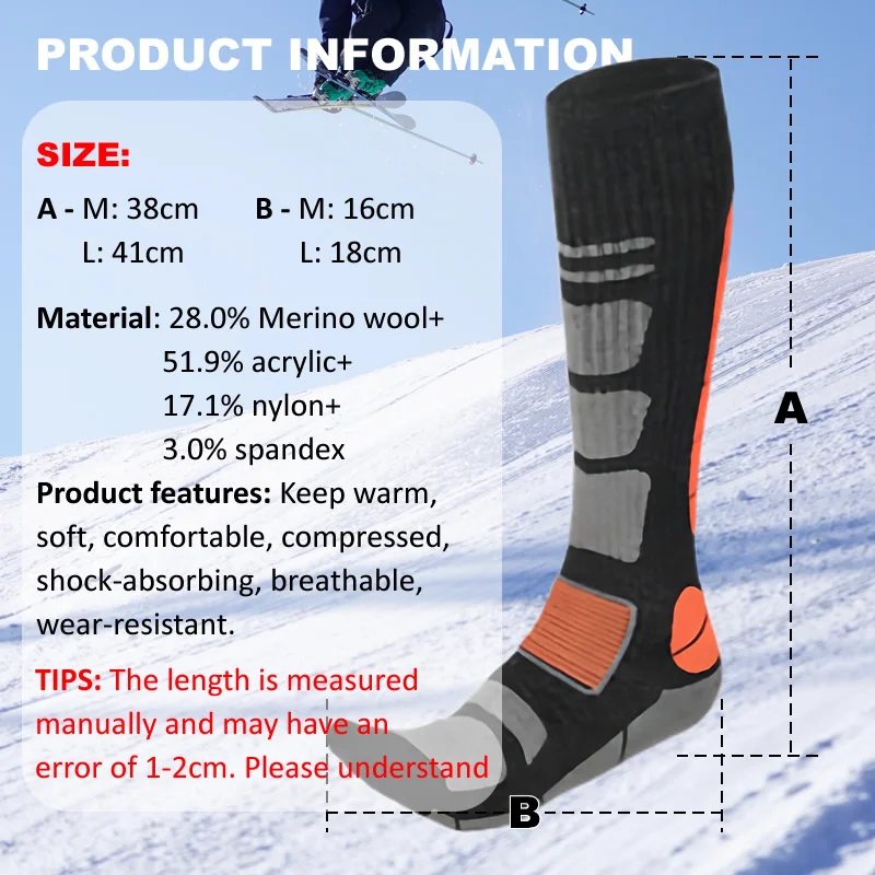 1 Pair Merino Wool Ski Socks M - Thermal Sock Wool 리뷰 및 가격