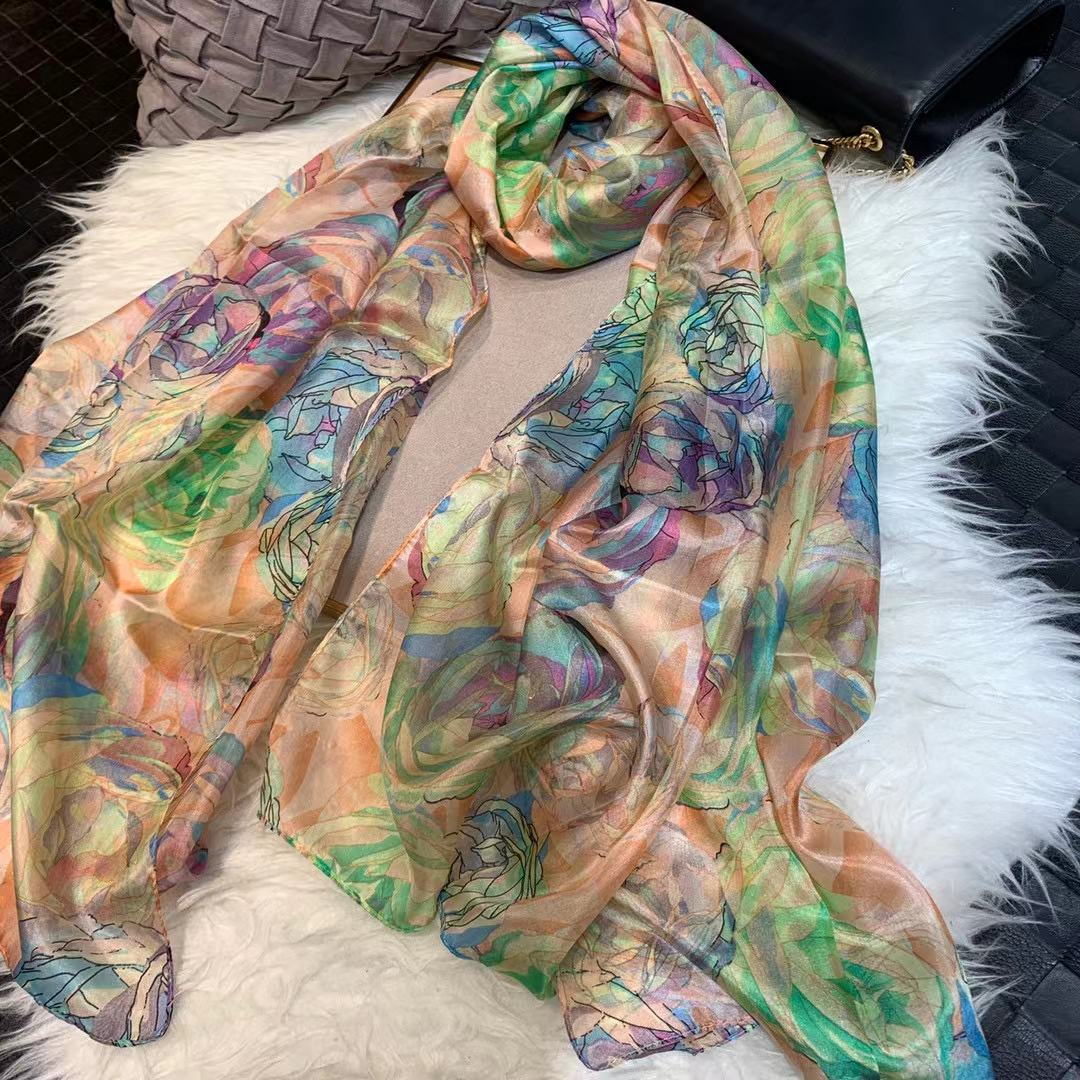 Ladies Green 100% Silk Scarf S - Shawl Wrap Winter 리뷰 및 가격
