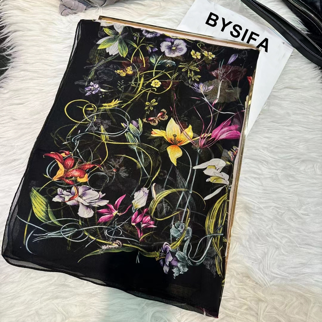 BYSIFA|New Black Pure Silk Wom - Shawl Wrap Winter 리뷰 및 가격
