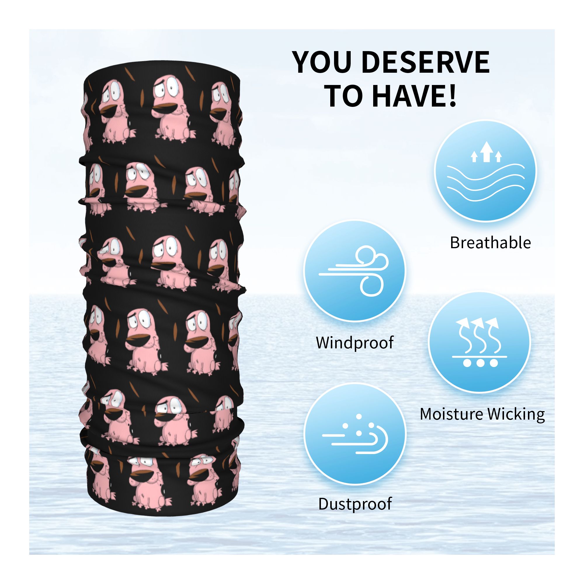Custom Cartoon Courage Dog Win - Neck Gaiter Fleece 리뷰 및 가격