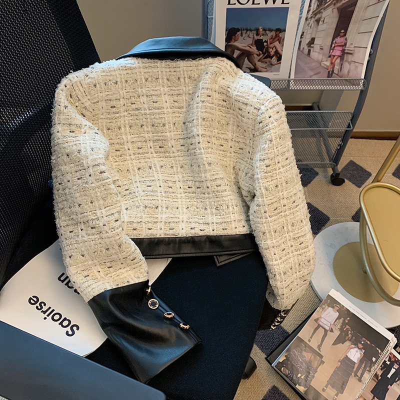 Contrast Stitching Tweed Fragr - Down Jacket Packable 리뷰 및 가격