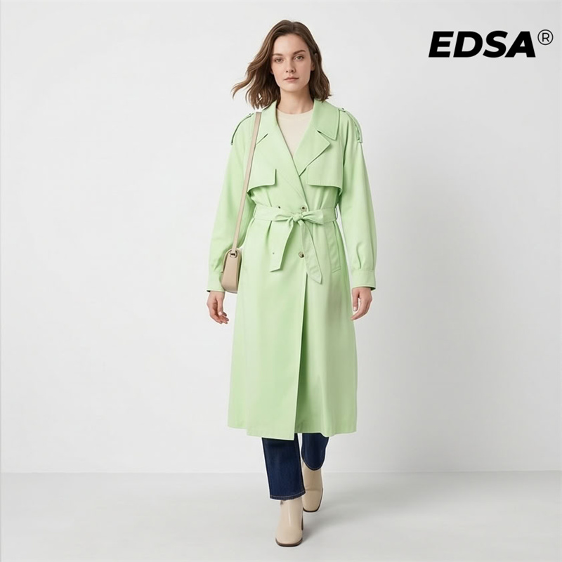 EDSA Women Green Trench Style  - Down Jacket Packable 리뷰 및 가격
