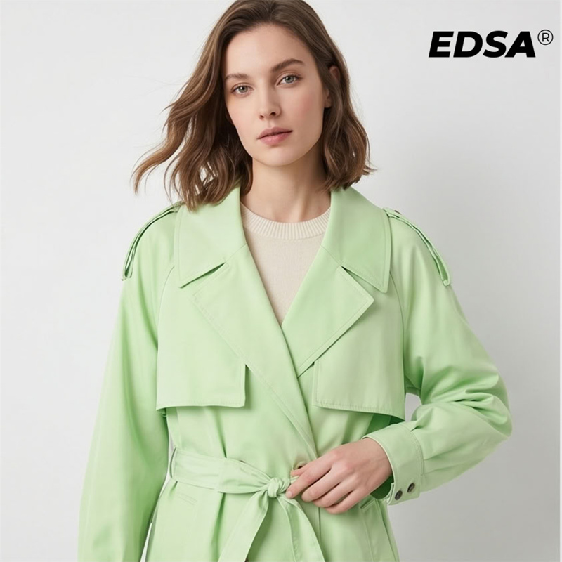 EDSA Women Green Trench Style  - Down Jacket Packable 리뷰 및 가격