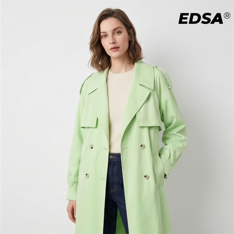 EDSA Women Green Trench Style  - Down Jacket Packable 리뷰 및 가격