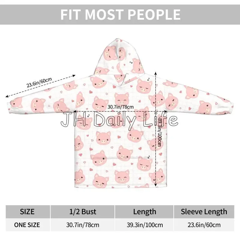 Cartoon Pigs Wearable Flannel  - Sherpa Hoodie Fleece 리뷰 및 가격