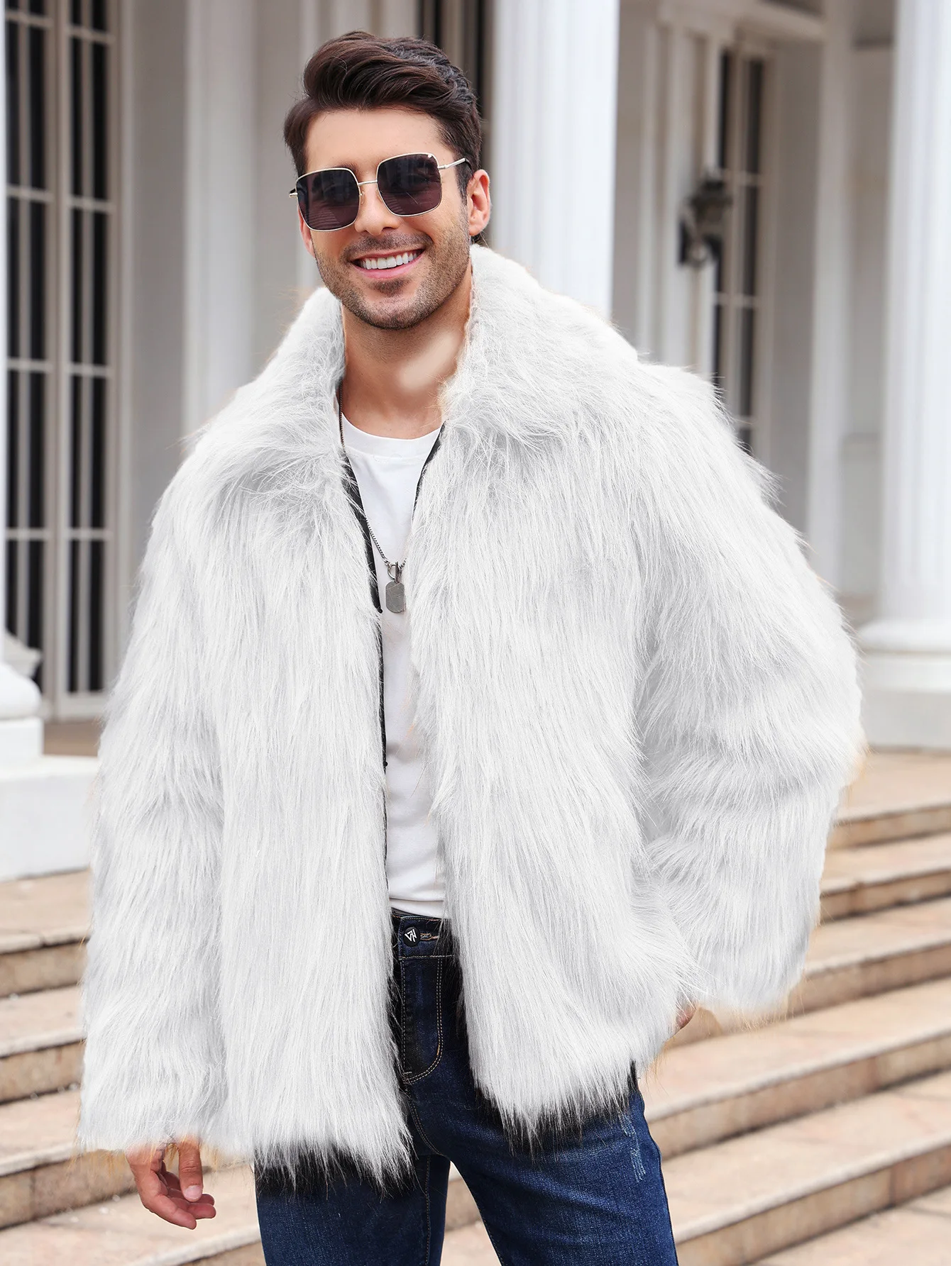 Men Faux Fox Fur Jacket Coat W - Down Jacket Packable 리뷰 및 가격