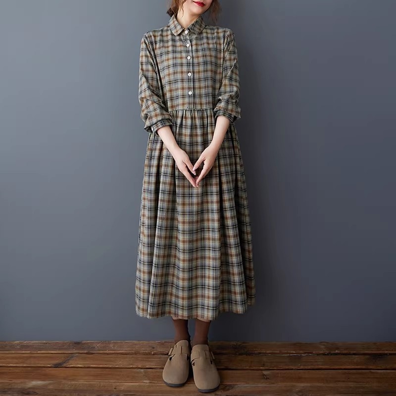 Korean Loose Retro Plaid Shirt - Flannel Shirt Lined 리뷰 및 가격