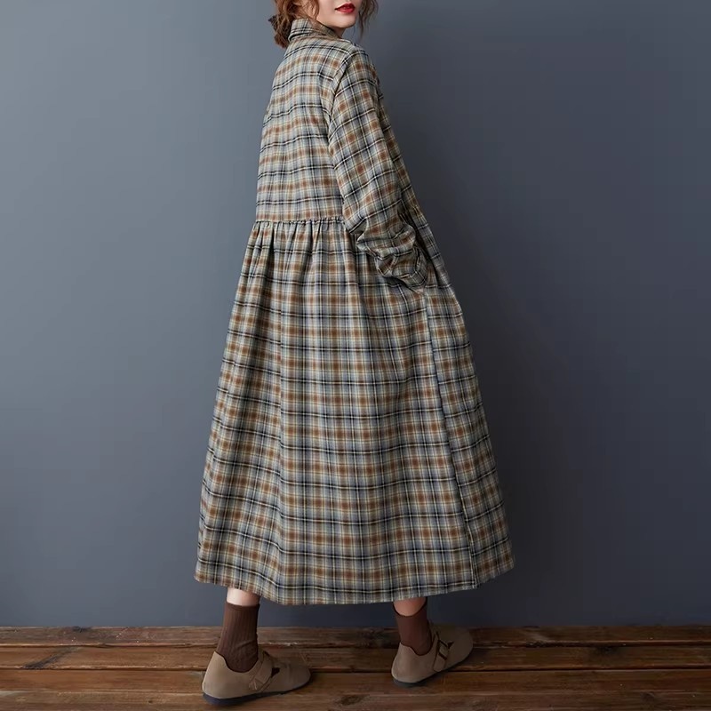 Korean Loose Retro Plaid Shirt - Flannel Shirt Lined 리뷰 및 가격